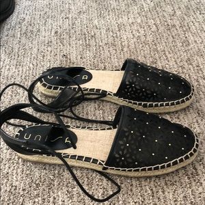 Black and gold sandals